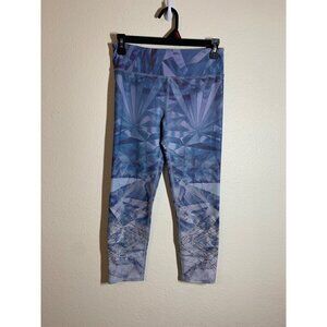 Evolution and Creation Active Leggings Womens Metallic Glass Prism Sz Small Blue